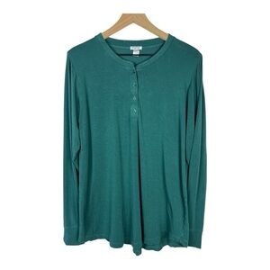 LAKE Sz Large Pajama Top Henley Green Modal/Spandex